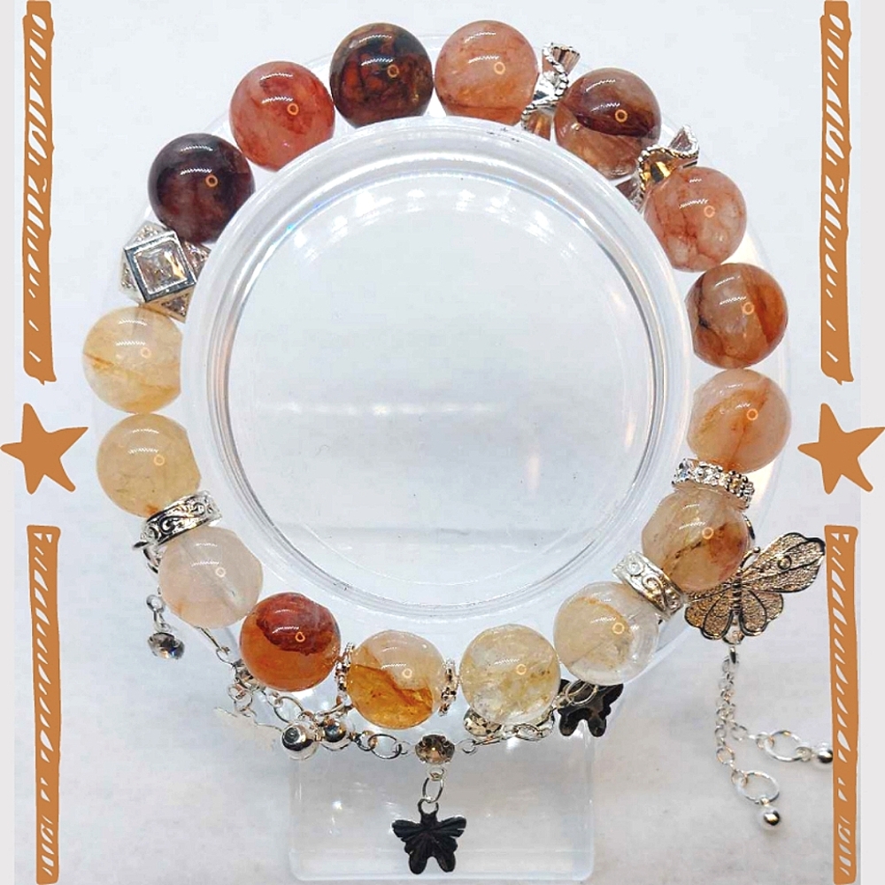 ☆10mm Multi Fire Quartz Butterfly Bracelet - Picture 1 of 2